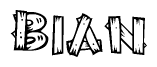 The clipart image shows the name Bian stylized to look like it is constructed out of separate wooden planks or boards, with each letter having wood grain and plank-like details.