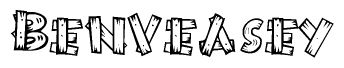 The clipart image shows the name Benveasey stylized to look like it is constructed out of separate wooden planks or boards, with each letter having wood grain and plank-like details.