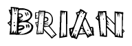 The clipart image shows the name Brian stylized to look like it is constructed out of separate wooden planks or boards, with each letter having wood grain and plank-like details.