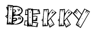 The image contains the name Bekky written in a decorative, stylized font with a hand-drawn appearance. The lines are made up of what appears to be planks of wood, which are nailed together