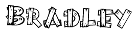 The clipart image shows the name Bradley stylized to look as if it has been constructed out of wooden planks or logs. Each letter is designed to resemble pieces of wood.