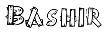 The clipart image shows the name Bashir stylized to look like it is constructed out of separate wooden planks or boards, with each letter having wood grain and plank-like details.