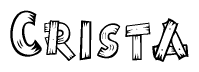 The clipart image shows the name Crista stylized to look like it is constructed out of separate wooden planks or boards, with each letter having wood grain and plank-like details.