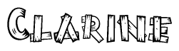 The clipart image shows the name Clarine stylized to look as if it has been constructed out of wooden planks or logs. Each letter is designed to resemble pieces of wood.