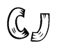 The image contains the name Cj written in a decorative, stylized font with a hand-drawn appearance. The lines are made up of what appears to be planks of wood, which are nailed together