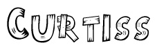The clipart image shows the name Curtiss stylized to look as if it has been constructed out of wooden planks or logs. Each letter is designed to resemble pieces of wood.