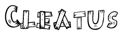 The clipart image shows the name Cleatus stylized to look as if it has been constructed out of wooden planks or logs. Each letter is designed to resemble pieces of wood.