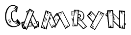 The image contains the name Camryn written in a decorative, stylized font with a hand-drawn appearance. The lines are made up of what appears to be planks of wood, which are nailed together