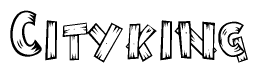 The clipart image shows the name Cityking stylized to look as if it has been constructed out of wooden planks or logs. Each letter is designed to resemble pieces of wood.