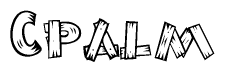 The clipart image shows the name Cpalm stylized to look as if it has been constructed out of wooden planks or logs. Each letter is designed to resemble pieces of wood.