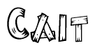 The clipart image shows the name Cait stylized to look as if it has been constructed out of wooden planks or logs. Each letter is designed to resemble pieces of wood.