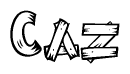 The clipart image shows the name Caz stylized to look as if it has been constructed out of wooden planks or logs. Each letter is designed to resemble pieces of wood.