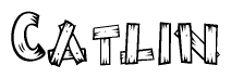 The clipart image shows the name Catlin stylized to look as if it has been constructed out of wooden planks or logs. Each letter is designed to resemble pieces of wood.