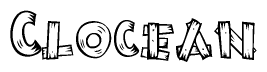 The clipart image shows the name Clocean stylized to look like it is constructed out of separate wooden planks or boards, with each letter having wood grain and plank-like details.
