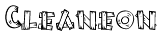 The clipart image shows the name Cleaneon stylized to look like it is constructed out of separate wooden planks or boards, with each letter having wood grain and plank-like details.