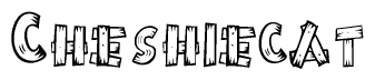 The clipart image shows the name Cheshiecat stylized to look like it is constructed out of separate wooden planks or boards, with each letter having wood grain and plank-like details.
