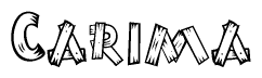 The clipart image shows the name Carima stylized to look like it is constructed out of separate wooden planks or boards, with each letter having wood grain and plank-like details.