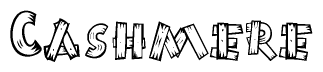 The image contains the name Cashmere written in a decorative, stylized font with a hand-drawn appearance. The lines are made up of what appears to be planks of wood, which are nailed together