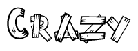 The clipart image shows the name Crazy stylized to look as if it has been constructed out of wooden planks or logs. Each letter is designed to resemble pieces of wood.