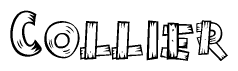 The clipart image shows the name Collier stylized to look like it is constructed out of separate wooden planks or boards, with each letter having wood grain and plank-like details.