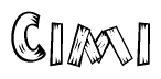 The clipart image shows the name Cimi stylized to look like it is constructed out of separate wooden planks or boards, with each letter having wood grain and plank-like details.