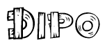 The clipart image shows the name Dipo stylized to look as if it has been constructed out of wooden planks or logs. Each letter is designed to resemble pieces of wood.