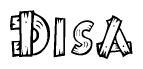 The clipart image shows the name Disa stylized to look like it is constructed out of separate wooden planks or boards, with each letter having wood grain and plank-like details.
