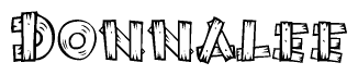 The image contains the name Donnalee written in a decorative, stylized font with a hand-drawn appearance. The lines are made up of what appears to be planks of wood, which are nailed together