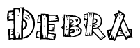 The clipart image shows the name Debra stylized to look like it is constructed out of separate wooden planks or boards, with each letter having wood grain and plank-like details.