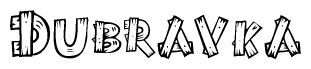 The clipart image shows the name Dubravka stylized to look like it is constructed out of separate wooden planks or boards, with each letter having wood grain and plank-like details.