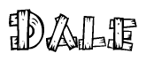 The image contains the name Dale written in a decorative, stylized font with a hand-drawn appearance. The lines are made up of what appears to be planks of wood, which are nailed together