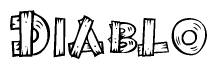 The clipart image shows the name Diablo stylized to look like it is constructed out of separate wooden planks or boards, with each letter having wood grain and plank-like details.