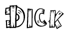 The image contains the name Dick written in a decorative, stylized font with a hand-drawn appearance. The lines are made up of what appears to be planks of wood, which are nailed together