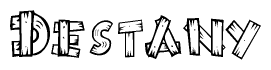 The clipart image shows the name Destany stylized to look like it is constructed out of separate wooden planks or boards, with each letter having wood grain and plank-like details.