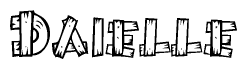 The image contains the name Daielle written in a decorative, stylized font with a hand-drawn appearance. The lines are made up of what appears to be planks of wood, which are nailed together