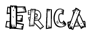 The clipart image shows the name Erica stylized to look like it is constructed out of separate wooden planks or boards, with each letter having wood grain and plank-like details.