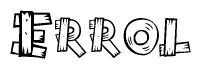 The clipart image shows the name Errol stylized to look like it is constructed out of separate wooden planks or boards, with each letter having wood grain and plank-like details.