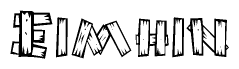 The clipart image shows the name Eimhin stylized to look as if it has been constructed out of wooden planks or logs. Each letter is designed to resemble pieces of wood.