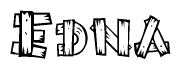 The clipart image shows the name Edna stylized to look like it is constructed out of separate wooden planks or boards, with each letter having wood grain and plank-like details.