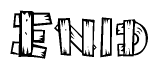 The clipart image shows the name Enid stylized to look like it is constructed out of separate wooden planks or boards, with each letter having wood grain and plank-like details.