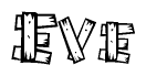 The clipart image shows the name Eve stylized to look like it is constructed out of separate wooden planks or boards, with each letter having wood grain and plank-like details.