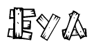 The clipart image shows the name Eya stylized to look like it is constructed out of separate wooden planks or boards, with each letter having wood grain and plank-like details.