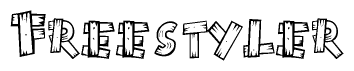 The clipart image shows the name Freestyler stylized to look like it is constructed out of separate wooden planks or boards, with each letter having wood grain and plank-like details.