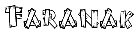 The clipart image shows the name Faranak stylized to look like it is constructed out of separate wooden planks or boards, with each letter having wood grain and plank-like details.