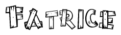 The clipart image shows the name Fatrice stylized to look like it is constructed out of separate wooden planks or boards, with each letter having wood grain and plank-like details.