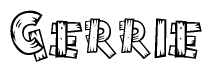The clipart image shows the name Gerrie stylized to look like it is constructed out of separate wooden planks or boards, with each letter having wood grain and plank-like details.