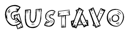 The clipart image shows the name Gustavo stylized to look as if it has been constructed out of wooden planks or logs. Each letter is designed to resemble pieces of wood.
