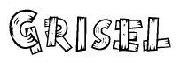 The image contains the name Grisel written in a decorative, stylized font with a hand-drawn appearance. The lines are made up of what appears to be planks of wood, which are nailed together