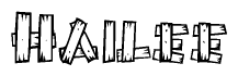 The clipart image shows the name Hailee stylized to look like it is constructed out of separate wooden planks or boards, with each letter having wood grain and plank-like details.