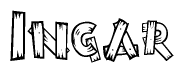 The clipart image shows the name Ingar stylized to look like it is constructed out of separate wooden planks or boards, with each letter having wood grain and plank-like details.
